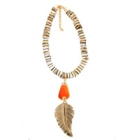 Lily & Rose Gold Stone & Feather Charm Necklace Photo