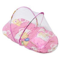 Baby Cushion Bed with Mosquito Net - Pink Photo