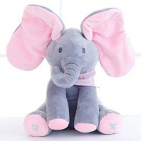 Peek-A-Boo Singing Elephant - Grey & Pink Photo
