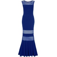 Quiz Mesh Insert Fishtail Maxi Dress - Royal Blue Photo