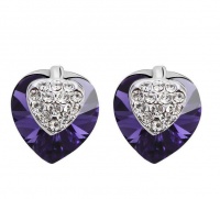 DhiaJewellery Heart Tanzanite Cluster Stud Earrings with Crystals from Swarovski Photo