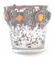 Embellished Glass Tea Light Candle Holder - Small Photo