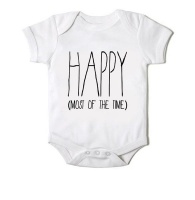 Just Kidding Unisex Happy Most Of The Time Short Sleeve Onesie - White Photo