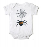 Just Kidding Unisex Itsy Bitsy Spider Halloween Short Sleeve Onesie - White Photo
