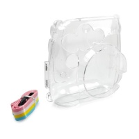 Tuff-Luv Instax Mini 8 and Mini 9 Clear Case with Rainbow Strap Photo