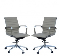 TOCC Set of 2 Ribbed Medium Back Chair - Grey Photo