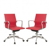 TOCC Set of 2 Ribbed Medium Back Chair - Red Photo