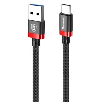 Baseus 1m - 3A Golden Belt USB Type-A 3.0 to Type-C Cable - Black & Red Photo