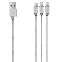Baseus 1.2m - 2.1A 3in1 Portman USB Type-A 2.0 to Micro/Two Lightning Cable Photo