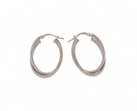 Art Jewellers Oval Italian Hoop Earrings - Silver Photo