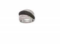Art Jewellers CZ Dress Ring - Silver Black & White Photo