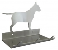Bull Terrier Keys Rack with Sunglasses Tray - 3 Hooks - Stainless Steel Photo