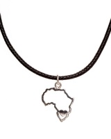 Pretty Silver Africa Love on Black Cord Pendant Photo