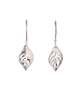 Pretty Silver Cutout Leaf Earrings - Small Photo