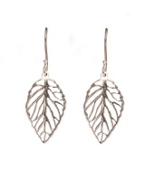 Pretty Silver Openwork Leaf Earrings Photo
