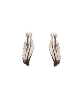 Pretty Silver Curled Feather Earrings on Pins Photo