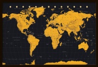 Gold World Map Poster with Black Frame Photo