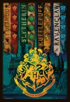 Harry Potter House Flags Poster with Black Frame Photo