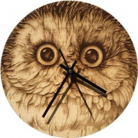 Wall Clock-Engraved Hardwood- OwlieEyes Photo