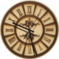 Wall Clock-Engraved Hardwood - Roman Dark Photo