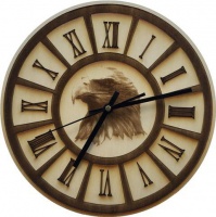 Wall Clock-Engraved Hardwood - Roman Eagle Photo