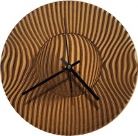 Wall Clock-Engraved Hardwood - 3D Sphere Photo