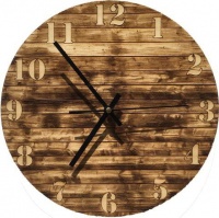Wall Clock-Engraved Hardwood - Woodlook Horizontal Photo