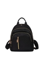 Nylon Backpack with Vertical Zipper - Black Photo