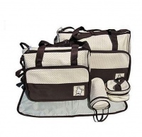 Multifunctional 5 Piece Nappy Bag - Brown Photo