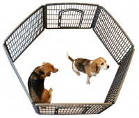 Shop Playpens Grey Pet Playpen with Extension Kit for Dogs Photo