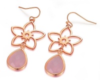 Frangipani Rose Gold Earrings - Rose Quartz Photo