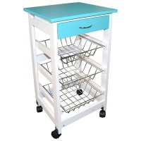 Eco - Kitchen Trolley With Baskets & Drawer - Blue Photo