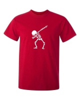 Qtees Africa Men's Dabbing Skeleton T-shirt - Red Photo