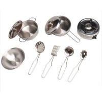 10 Piece Stainless Steel Pots & Pans Cookware Playset Photo