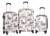 Hazlo 3 Piece ABS PC Hard Luggage Trolley Bag Set - London Design Photo
