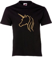 Qtees Africa Girl's Unicorn Head T-Shirt - Black Photo
