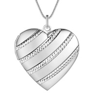 Silver Designer Heart Rope Locket Necklace Photo