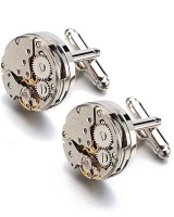 Skone Round Watch Movement Swivel Bullet Cufflinks Photo