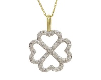 Miss Jewels 0.13ctw Diamond Clover 10K Gold Pendant Necklace Photo