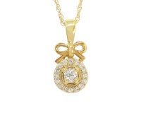 Miss Jewels 0.235ct Diamond Bow 10K Gold Pendant Necklace Photo