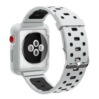 Apple 42/44mm Silicone Strap with Attached Case for Watch - White & Black Photo