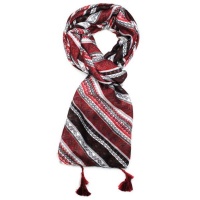 Lily & Rose Black Maroon & White Linear Scarf Photo
