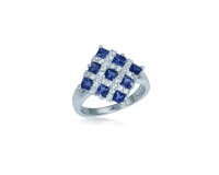 Miss Jewels Blue & White CZ Sterling Silver Dress Ring Photo