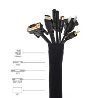 TUFF-LUV Flexible Cable Management 19-20" Sleeve Organizer - Black Photo