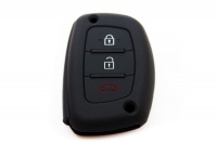 Silicone Car Key Protector for Hyundai Keyless Entry Type 2 - Black Photo