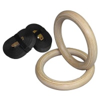 Wood Gymnastic Rings with Adjustable Straps Photo