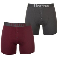 Firetrap 2 Pack Boxers with Buttons - Grey & Wine Photo