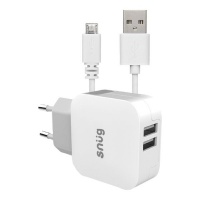 Snug Home Charger With Micro USB Charge & Sync Cable - White Photo