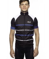 FTECH Unisex Classic Wind Vest Gillet - Black & Blue Stripes Photo