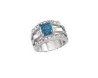 Miss Jewels- 0.55ctw CZ/Created Opal Silver Dress Ring Photo
